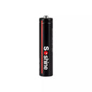 10440 350mAh button top Li-ion battery next to standard AAA alkaline battery
