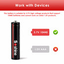 10440 button top battery placed in a compatible Li-ion charger with charging indicator
