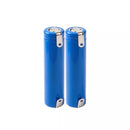 Two 10440 350mAh flat top batteries with pre-soldered nickel strips on positive and negative terminals