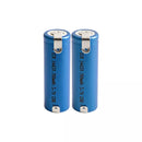 14430 780mAh Li-ion cell showing three variants: flat top, pre-welded nickel tabs, and lead wires
