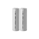 2-pack 14500 600mAh 3.2V LiFePO4 batteries with a solar garden light in the background