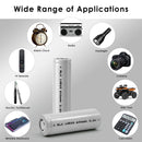 Assortment of AA solar devices including path lights, wall lights, and plant sensors suitable for 14500 LiFePO4 batteries