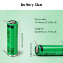 14500 battery 14mm x 50mm with tabs dimension