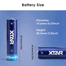 14500 Battery Size: 14mm x 50mm (AA-sized)