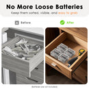 Closed 18350 battery case next to a AA battery – size comparison