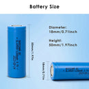 18500 1200mAh battery dimensions 18mm x 50mm 52mm