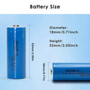 18500 1200mAh battery dimensions 18mm x 50mm 52mm