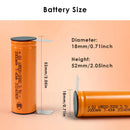 18500 battery dimensions 18mm diameter 50mm 52mm 53mm