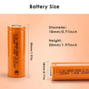 18500 battery dimensions 18mm diameter 50mm 52mm 53mm