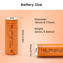 18500 battery dimensions 18mm diameter 50mm 52mm 53mm