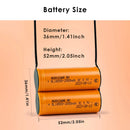 18500 2S battery pack dimensions 36mm width 52mm height