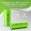 18500 1500mAh LiFePO4 battery 2000 cycles