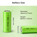 18500 3.2V battery dimensions 18mm x 50mm
