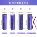 18650 battery 3.2V 1800mAh LiFePO4 5C dimensions and top terminal diagram showing 18mm diameter, 65mm flat top, 67mm button top, nickel tabs and pre-wired leads
