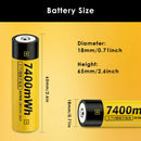 Technical dimension diagram of 2000mAh 18650 lithium battery
