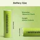 Universal dimension specifications for 18650 batteries