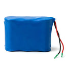 32700 3.2V 18000mAh 1S3P LiFePO4 battery pack in blue wrap, containing 3 parallel cells with a built-in BMS and red/black pre-soldered lead wires