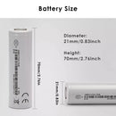 21700 battery dimension specifications compared to 18650 format