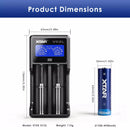 21700 Battery in Dual Bay LCD Charger Size Context