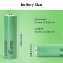 Samsung INR21700-50S battery dimensions diagram showing 21.25mm diameter and 70.62mm height specifications