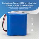 Dimension diagram of 32700 3.2V 12000mAh battery pack showing 66mm width and 72mm height including the built-in protection board