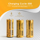Single Vapcell G53 26650 battery with 5300mAh 20A printed specs on green wrap