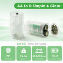 Opening the 2‑AA to D adapter – shows two slots for AA batteries