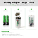 Two AA batteries inserted in the adapter – ready to use in a D‑cell device