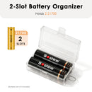 Back view of 21700 battery holder showing molded hanging hook