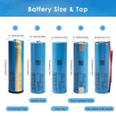 Samsung INR21700-50E battery dimensions diagram showing 21.25mm diameter and 70.8mm height specifications