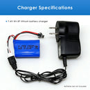  Technical specifications diagram of 7.4V 2S Li-ion Balance Charger showing input voltage, output current, and XH-3P connector details