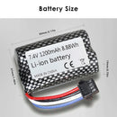 Checkered RC battery pack dimensions 55mm x 37mm x 19mm