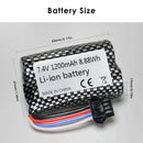 Checkered RC battery pack dimensions 55mm x 37mm x 19mm