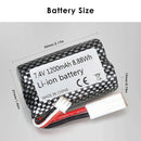 Checkered RC battery pack dimensions 55mm x 37mm x 19mm