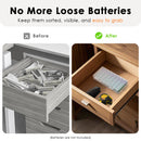 Eight AA batteries inside the transparent case – organized in two rows