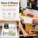 18650 storage case hung on a workshop pegboard – organized battery inventory
