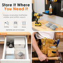 9V battery storage box placed inside a tool bag – organized spares