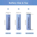 DMEGC INR18650-20P 2000mAh battery detailed dimensions showing Flat Top 65mm and Button Top 67mm lengths, 18mm diameter, with 3.7V nominal voltage and 10C (20A) discharge specs.