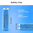Dimension specifications for EVE battery in solar and flashlight devices