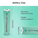 EVE INR18650-33V 3300mAh battery detailed dimensions showing Flat Top 65mm and Button Top 67mm lengths, 18mm diameter, with 3.7V nominal voltage and 3C (10A) discharge specs.