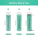 EVE INR18650-33V 3300mAh battery detailed dimensions showing Flat Top 65mm and Button Top 67mm lengths, 18mm diameter, with 3.7V nominal voltage and 3C (10A) discharge specs.