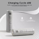 Ampace JP40 21700 4000mAh 60A tabless battery side profile – showing flat top terminal, metal negative contact, and 21700 dimensions