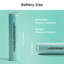 BAK 32140 15Ah LiFePO4 cylindrical cell size compared to 26650 and 18650 batteries