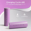 Infographic comparing BAK N21700CG-50 5000mAh runtime to 2600mAh and 3500mAh cells in a flashlight