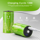 BESTON 1.5V D size 7400mWh rechargeable battery cycle life chart showing stable capacity retention after 300 charge cycles.