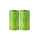 BESTON 1.5V D size 7400mWh USB-C rechargeable button top lithium battery with 1.5V constant voltage output, 3H fast charge, and free charging cable.