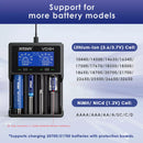 4-Bay Charger Fits Short 16340 and Long 18650 Batteries