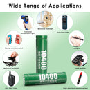 Delipow 10440 3.7V lithium batteries powering high-lumen LED flashlight, laser pointer, and compact headlamp