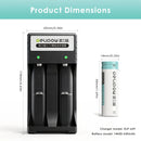 Delipow 14430 3.7V lithium battery and USB smart charger with ruler – battery 43.0x14.0mm, charger 95x50x25mm – NOT AA size comparison shown