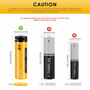 Delipow 14500 lithium battery built-in protection features – overcharge, over-discharge, short circuit, overcurrent, temperature protection with Type-C IC